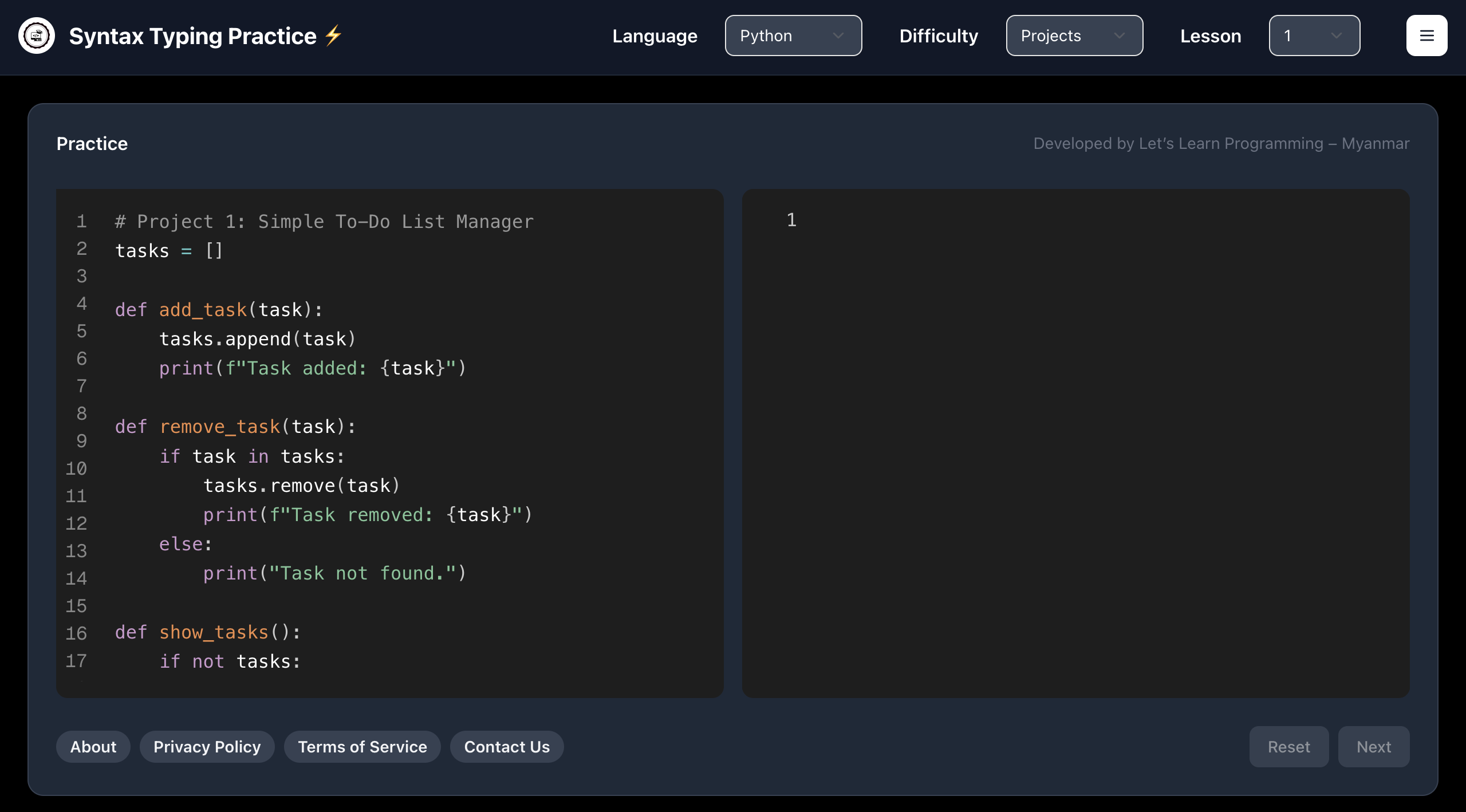 Syntax Typing Practice